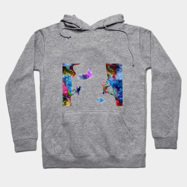 Rock climbing couple Hoodie by RosaliArt